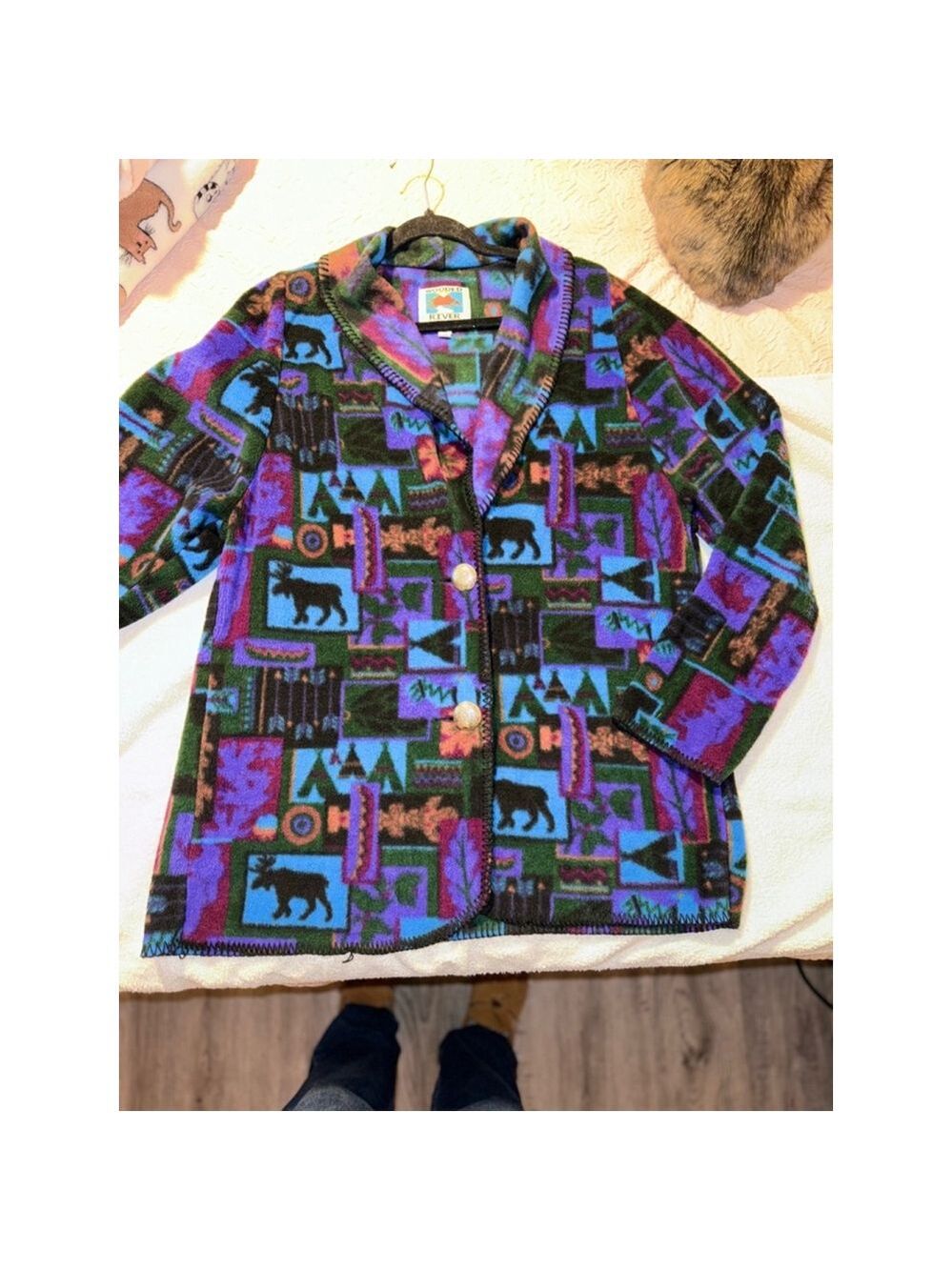 Wooded River clothing company made in Idaho shacket, jacket long coat. Size medi